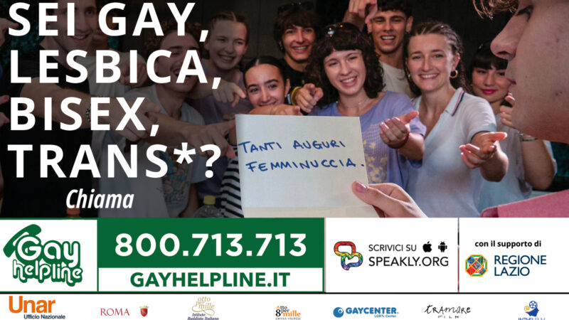 Spot Gay Help Line 2024: No al bullismo, con il sostegno della Regione Lazio